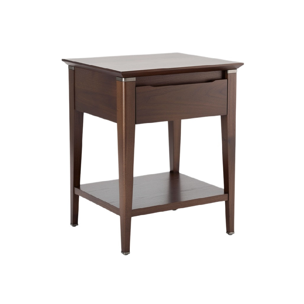 Modern Wooden Nightstand with Drawer and Open Shelf